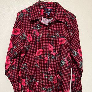 Ralph Lauren Chaps label blouse, colorful Poppy and other flower prints, size: L